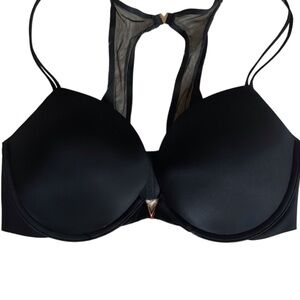 Victoria’s Secret black Push-Up bra with front closure and racerback Size 34DD